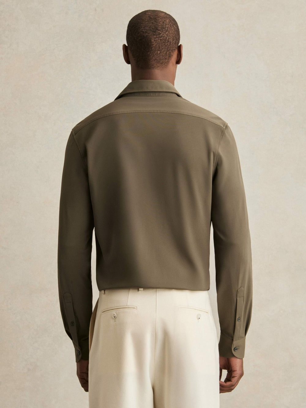 Stretch Jersey Cutaway-Collar Shirt Olive Green | Men