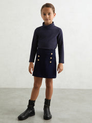 3-9 yrs Cotton-Jersey Roll-Neck Top with Stretch Navy | Children & Baby