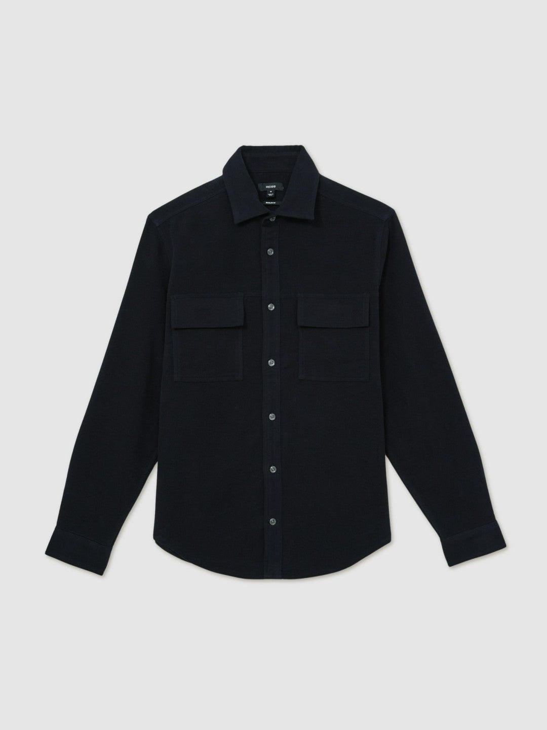 Moleskin-Cotton Twin-Pocket Overshirt Navy | Men