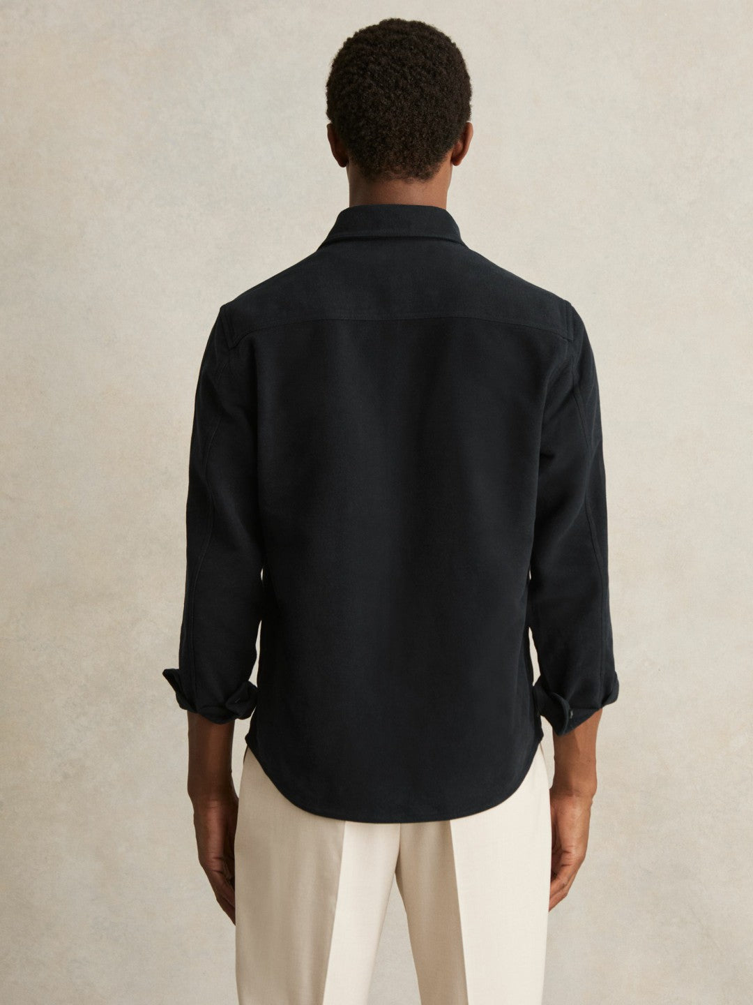 Moleskin-Cotton Twin-Pocket Overshirt Navy | Men