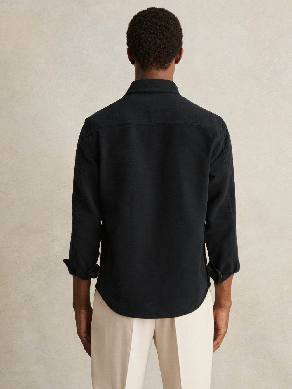 Moleskin-Cotton Twin-Pocket Overshirt Navy | Men