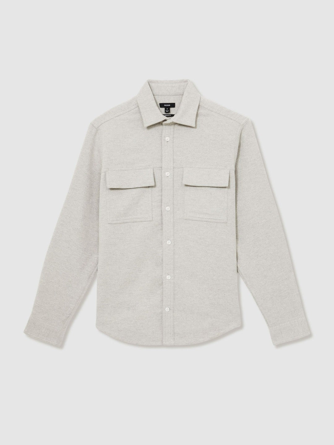 Moleskin-Cotton Twin-Pocket Overshirt Soft Grey Melange | Men