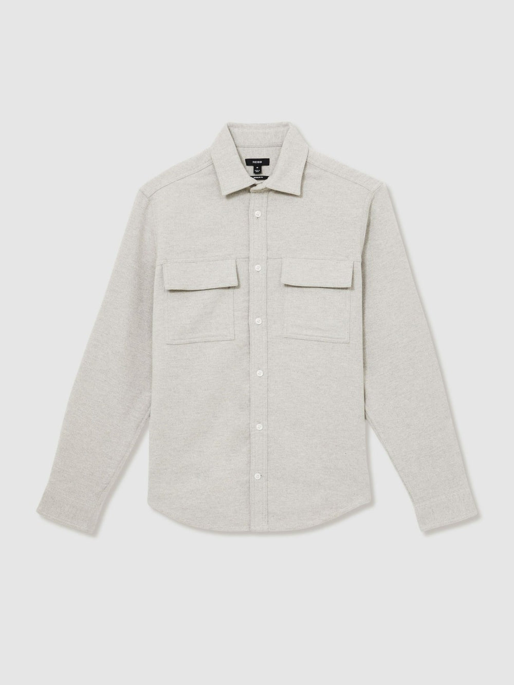 Moleskin-Cotton Twin-Pocket Overshirt Soft Grey Melange | Men