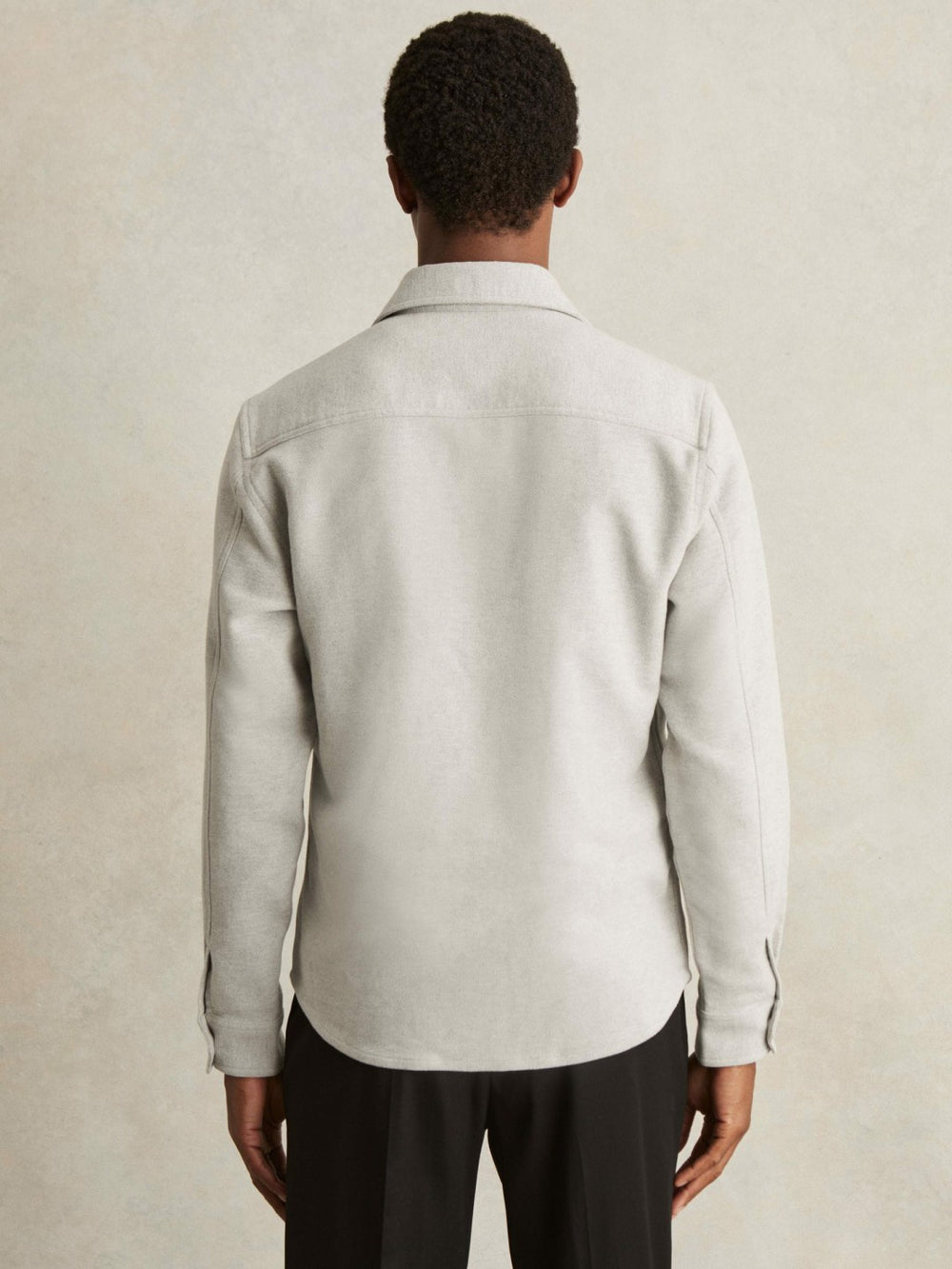 Moleskin-Cotton Twin-Pocket Overshirt Soft Grey Melange | Men