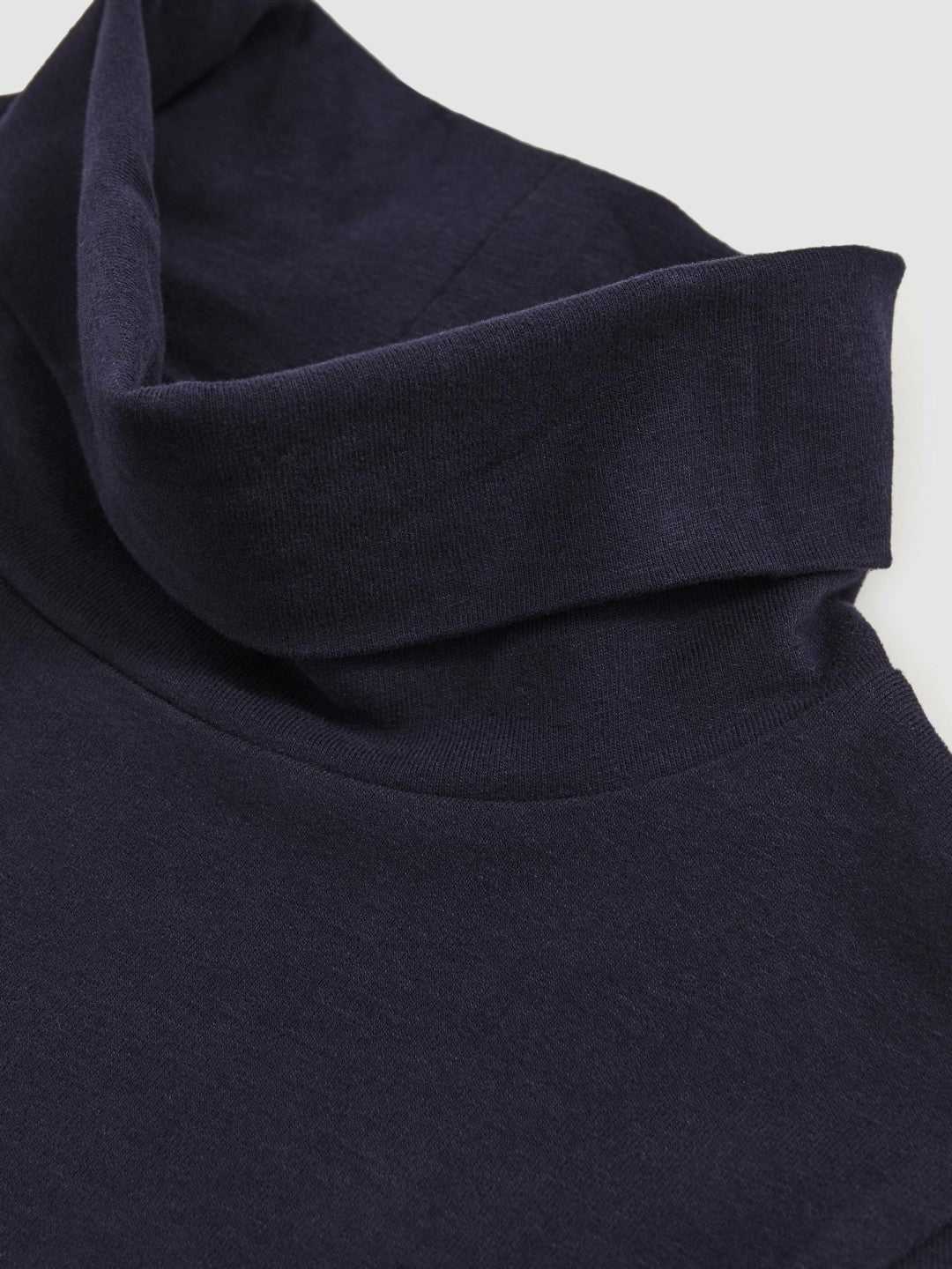 9-13 yrs Cotton-Jersey Roll-Neck Top with Stretch Navy | Children & Baby