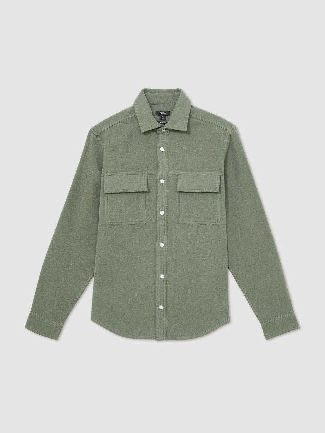 Moleskin-Cotton Twin-Pocket Overshirt Green | Men