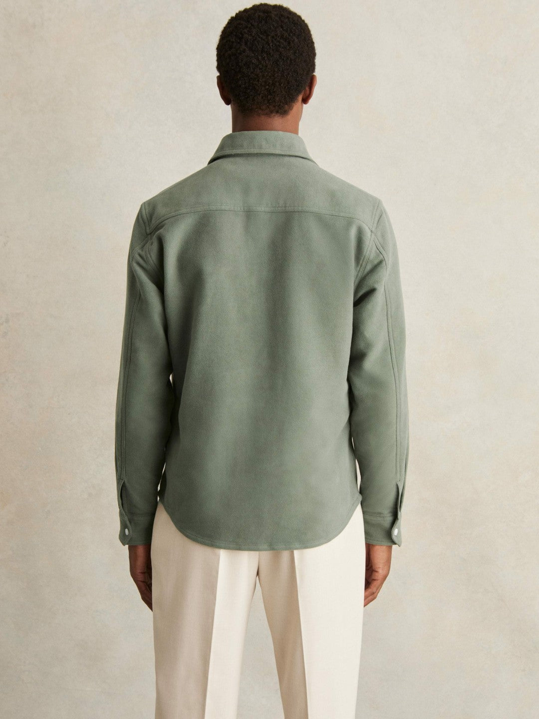 Moleskin-Cotton Twin-Pocket Overshirt Green | Men