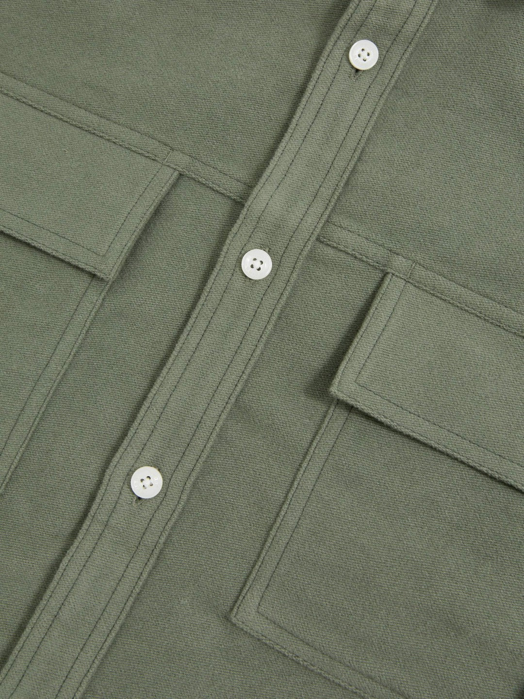 Moleskin-Cotton Twin-Pocket Overshirt Green | Men