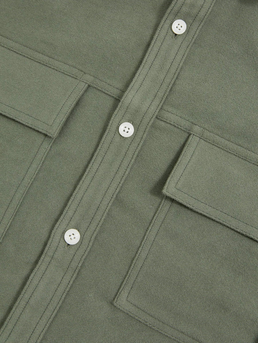 Moleskin-Cotton Twin-Pocket Overshirt Green | Men
