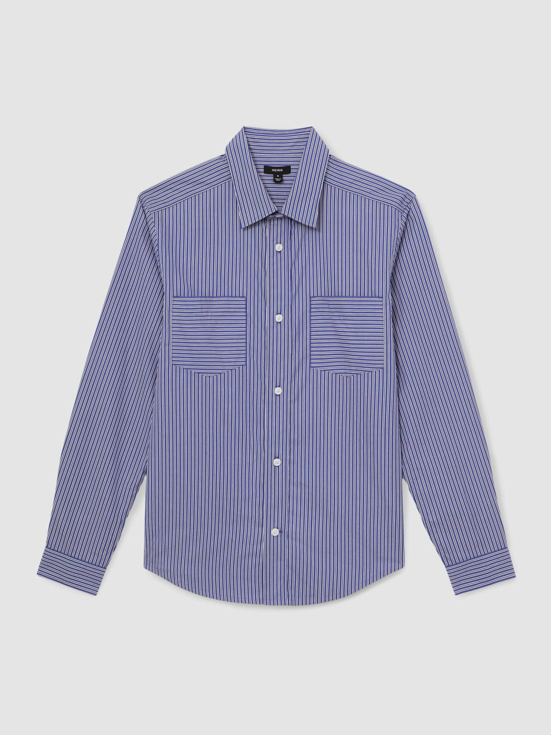 Cotton-Poplin Stripe Twin-Pocket Shirt Blue/White | Men