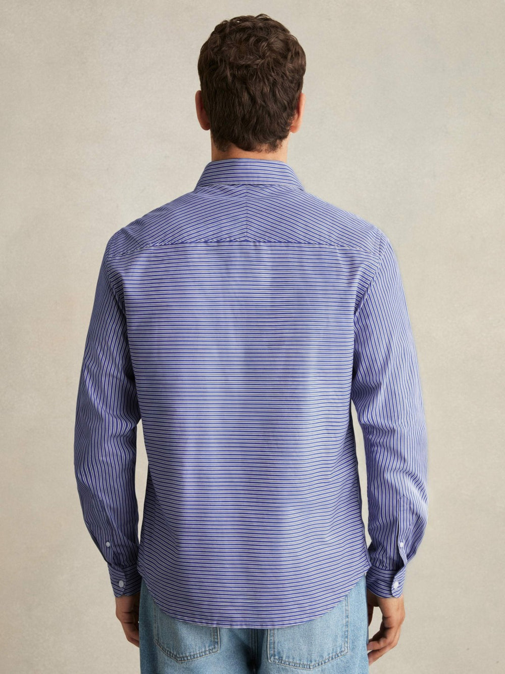 Cotton-Poplin Stripe Twin-Pocket Shirt Blue/White | Men