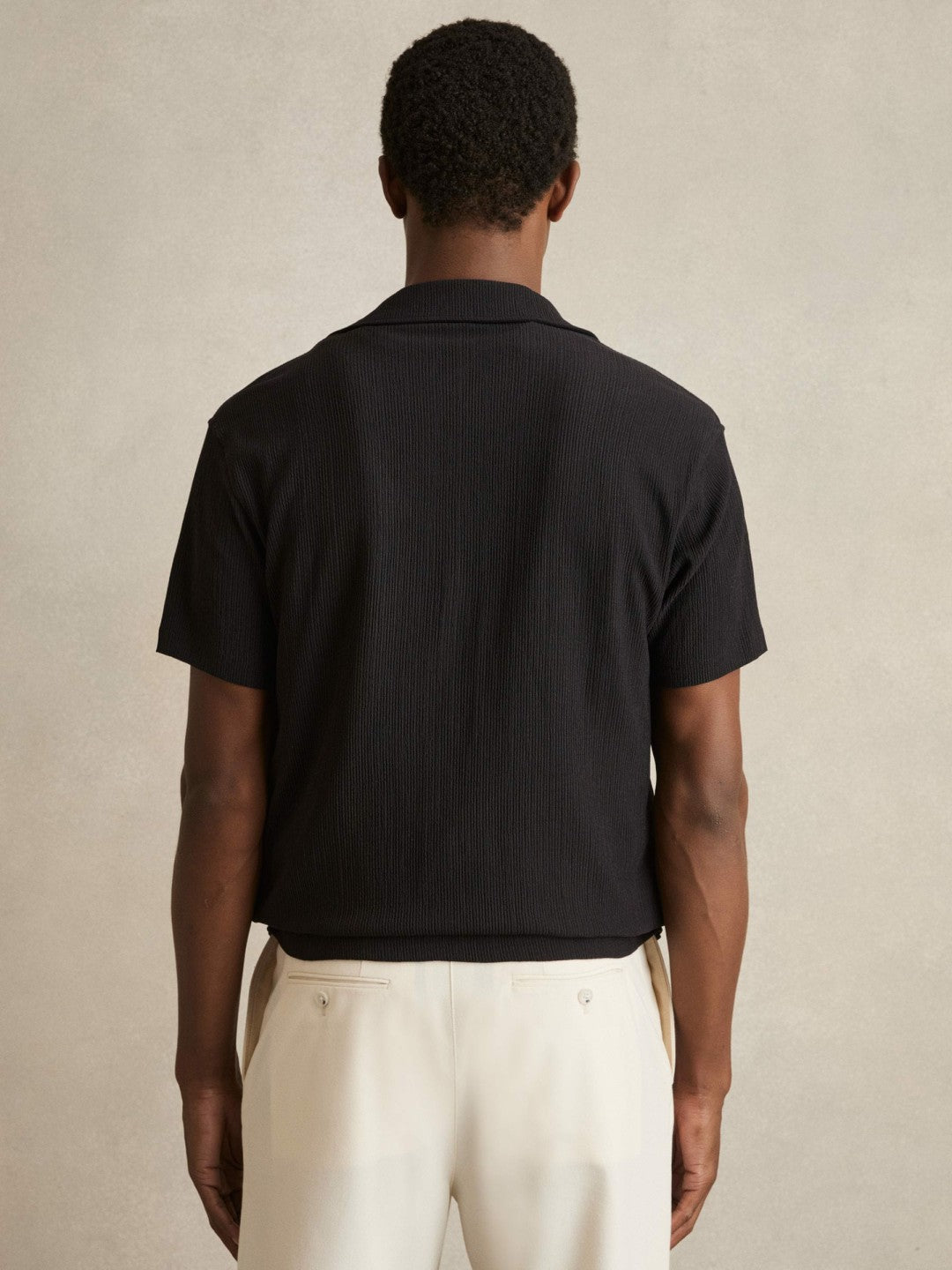 Graphic Print Cuban-Collar Shirt Black | Men