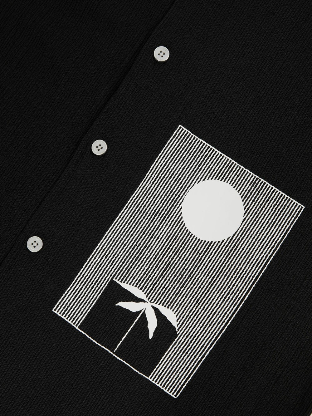 Graphic Print Cuban-Collar Shirt Black | Men