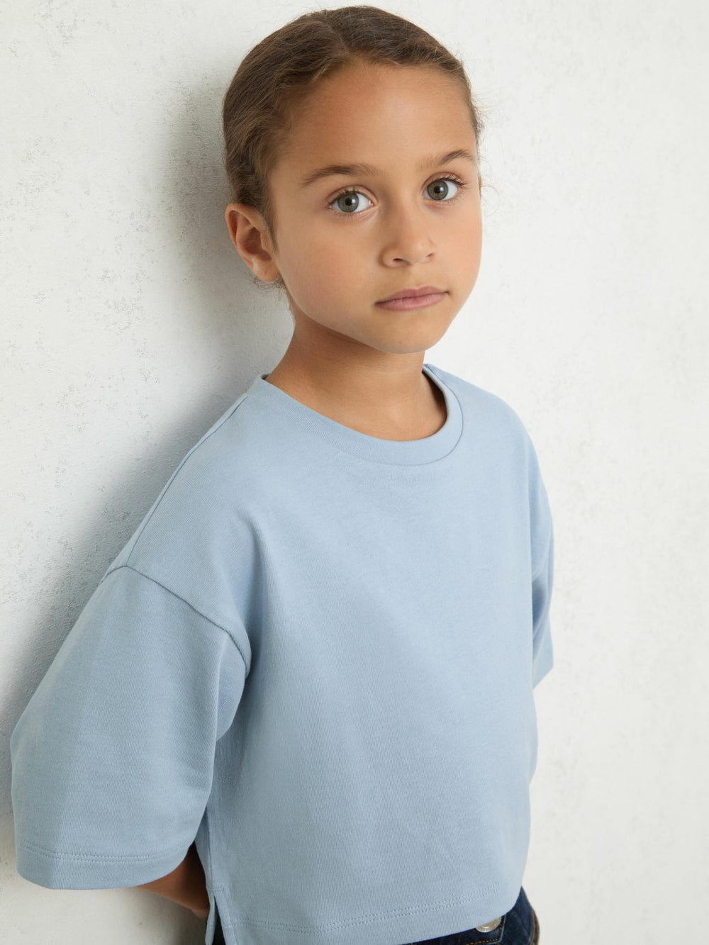 9-13 yrs Cotton Oversized Cropped T-Shirt Blue | Children & Baby