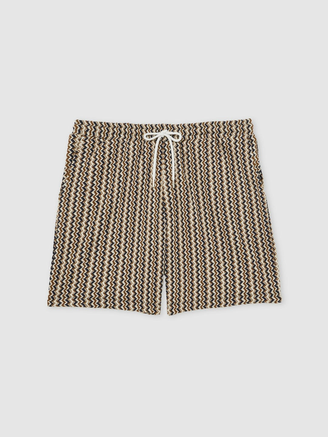 Zig-Zag Knit Drawstring Shorts Tobacco Brown | Men