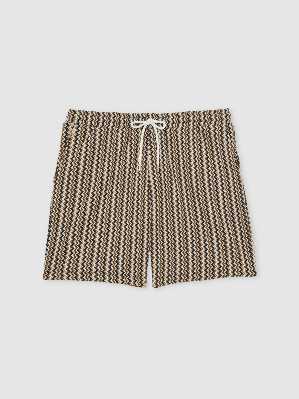Zig-Zag Knit Drawstring Shorts Tobacco Brown | Men