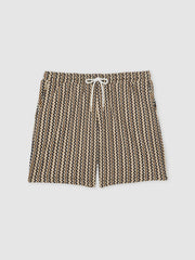 Zig-Zag Knit Drawstring Shorts Tobacco Brown | Men