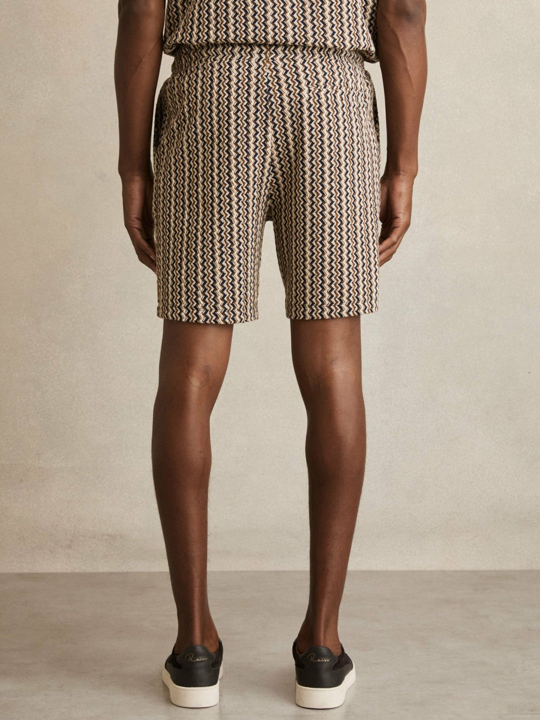 Zig-Zag Knit Drawstring Shorts Tobacco Brown | Men