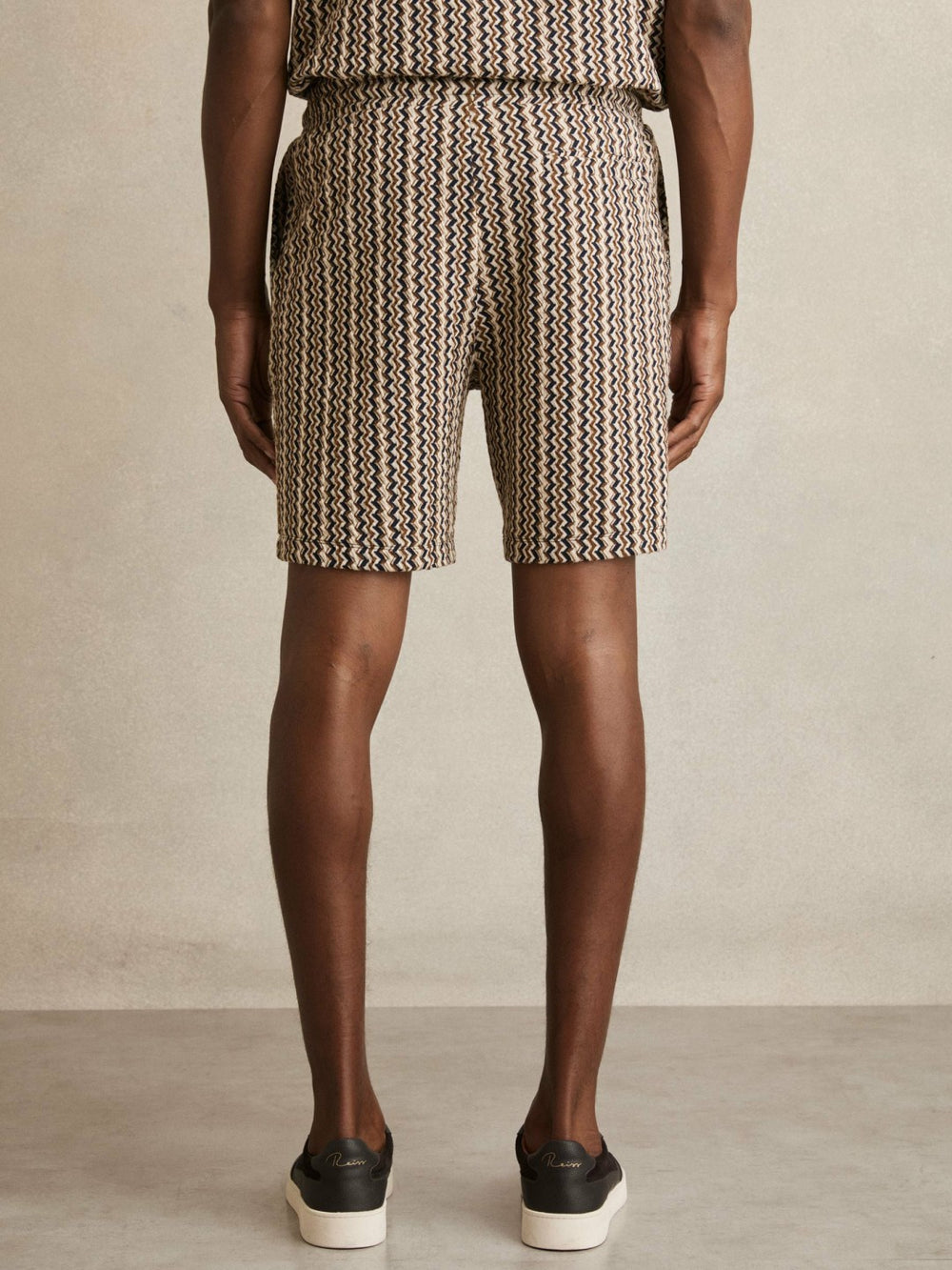 Zig-Zag Knit Drawstring Shorts Tobacco Brown | Men