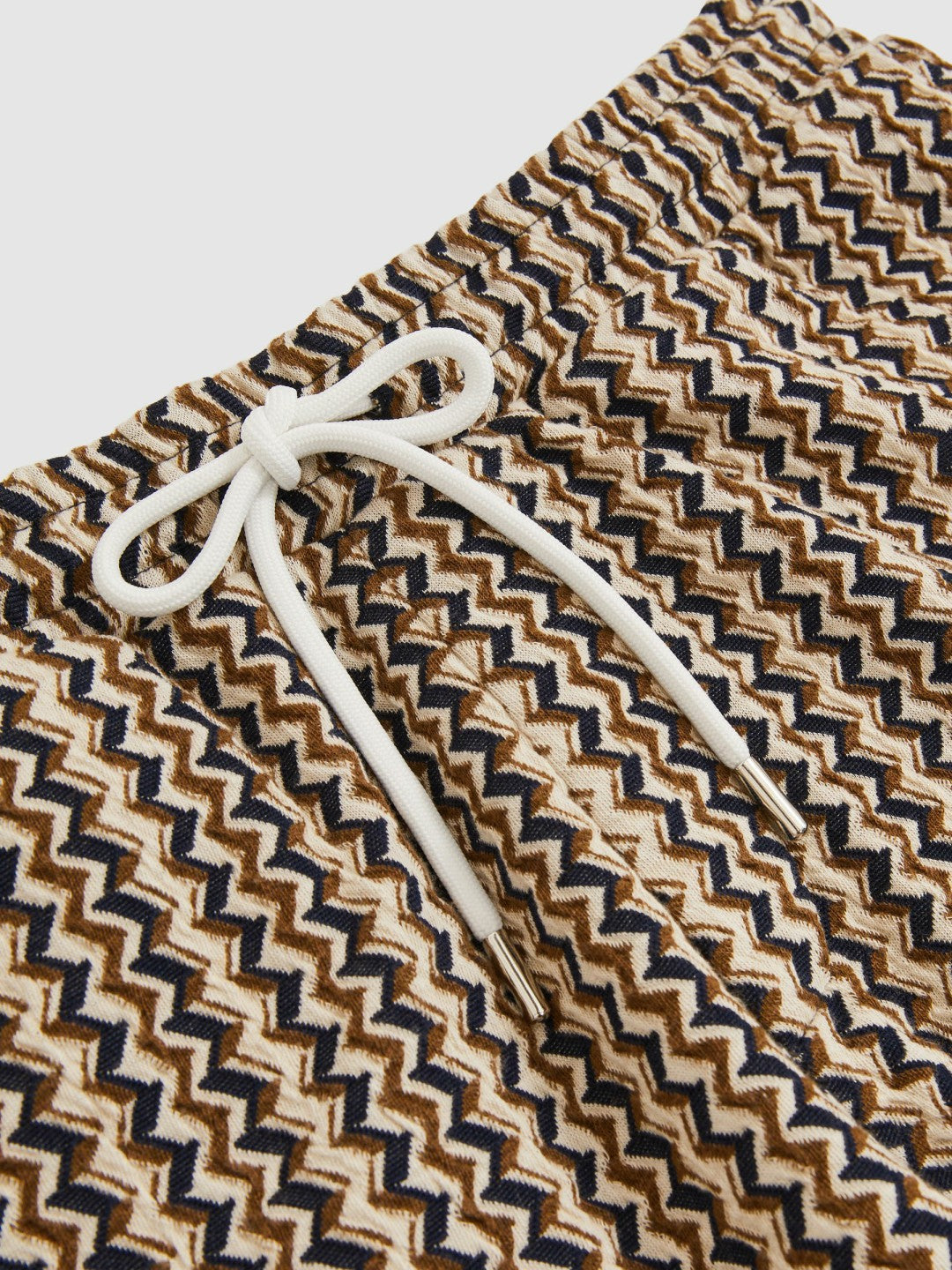 Zig-Zag Knit Drawstring Shorts Tobacco Brown | Men