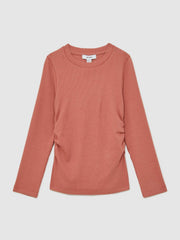 4-9 yrs Cotton Ruched Long-Sleeve T-Shirt with Stretch Rose | Children & Baby