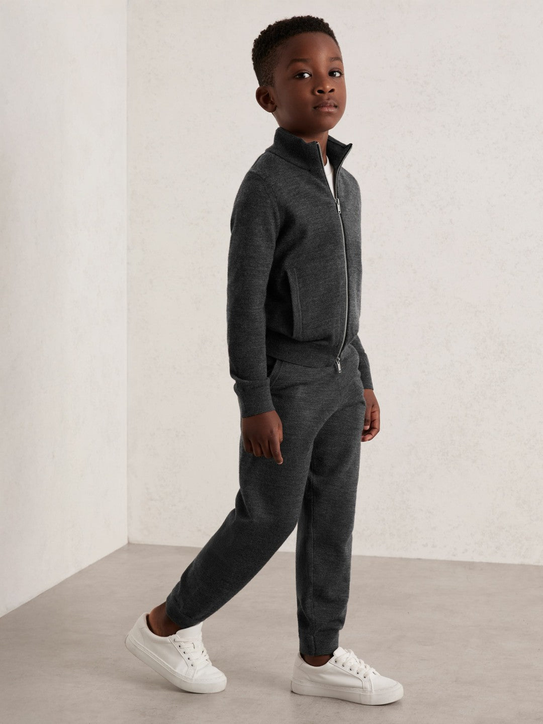 13-14 yrs Merino Wool Cuffed Joggers Derby Grey Melange | Children & Baby