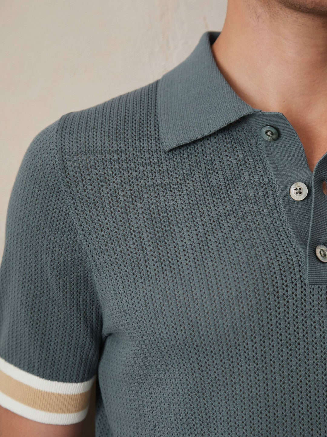 | Ché Cotton Knit Polo Shirt Airforce Blue | Men