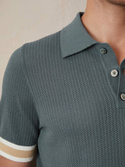 | Ché Cotton Knit Polo Shirt Airforce Blue | Men