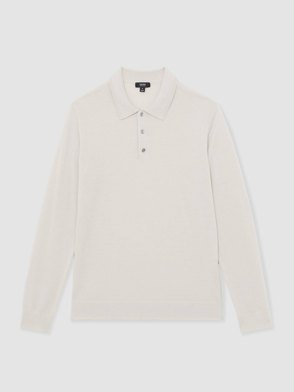 Merino Wool Long-Sleeve Polo Shirt Beige | Men
