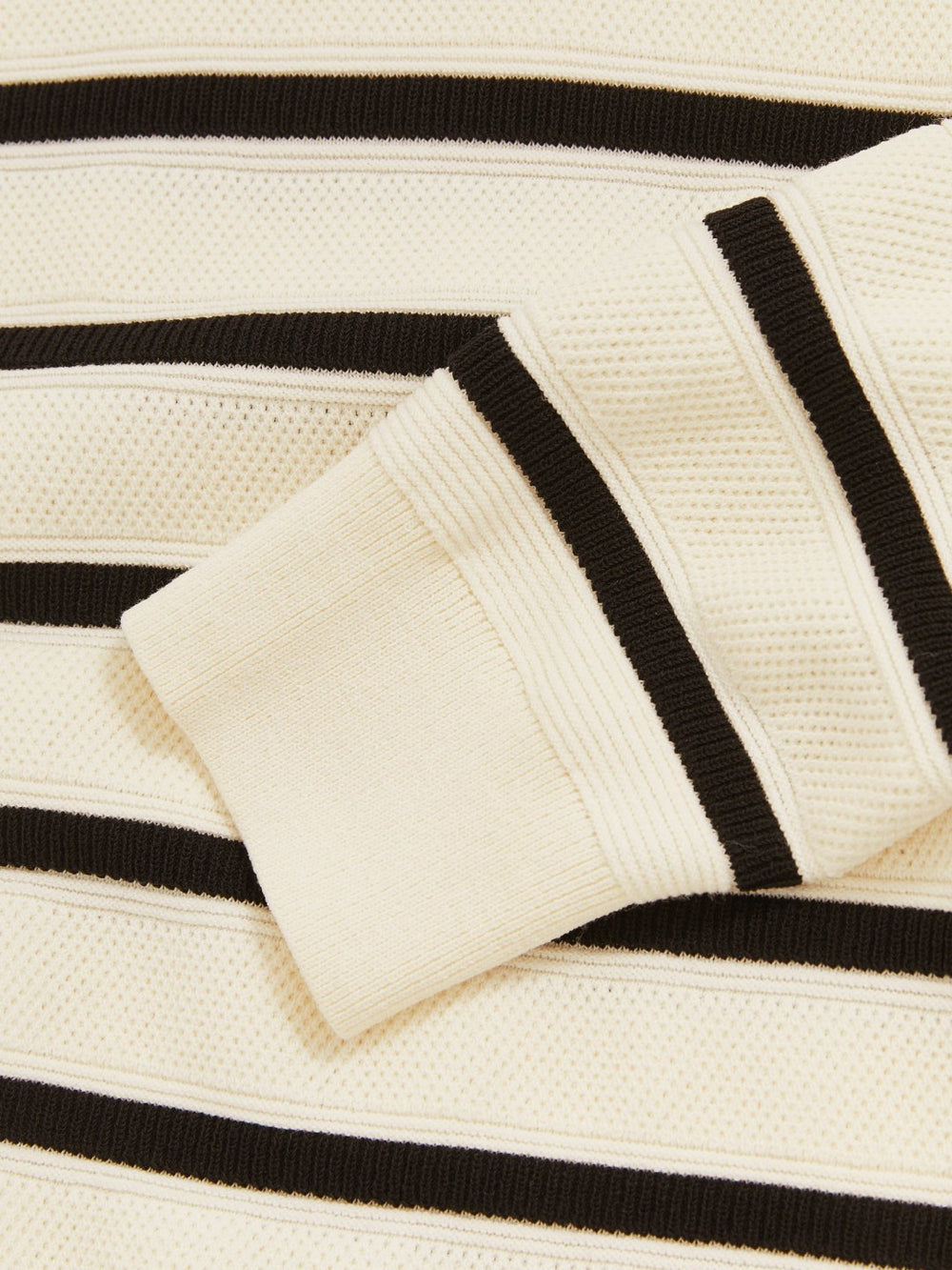 Cotton Blend Stripe Knit Polo Shirt Warm Stone/Black | Men