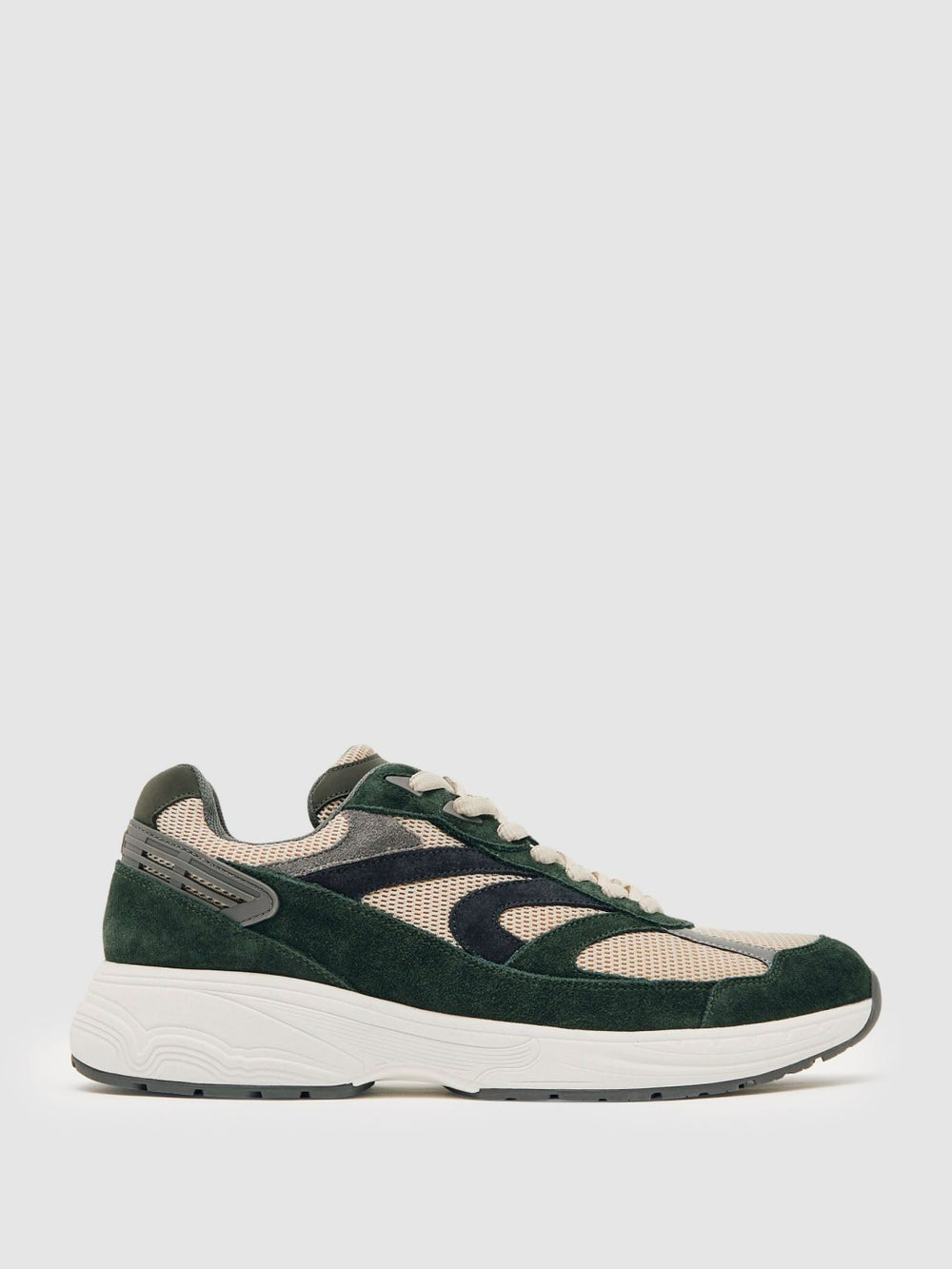 Panelled Running Trainers Forest Green/Stone | Men