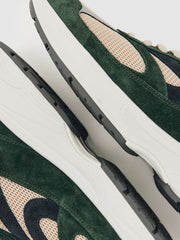 Panelled Running Trainers Forest Green/Stone | Men