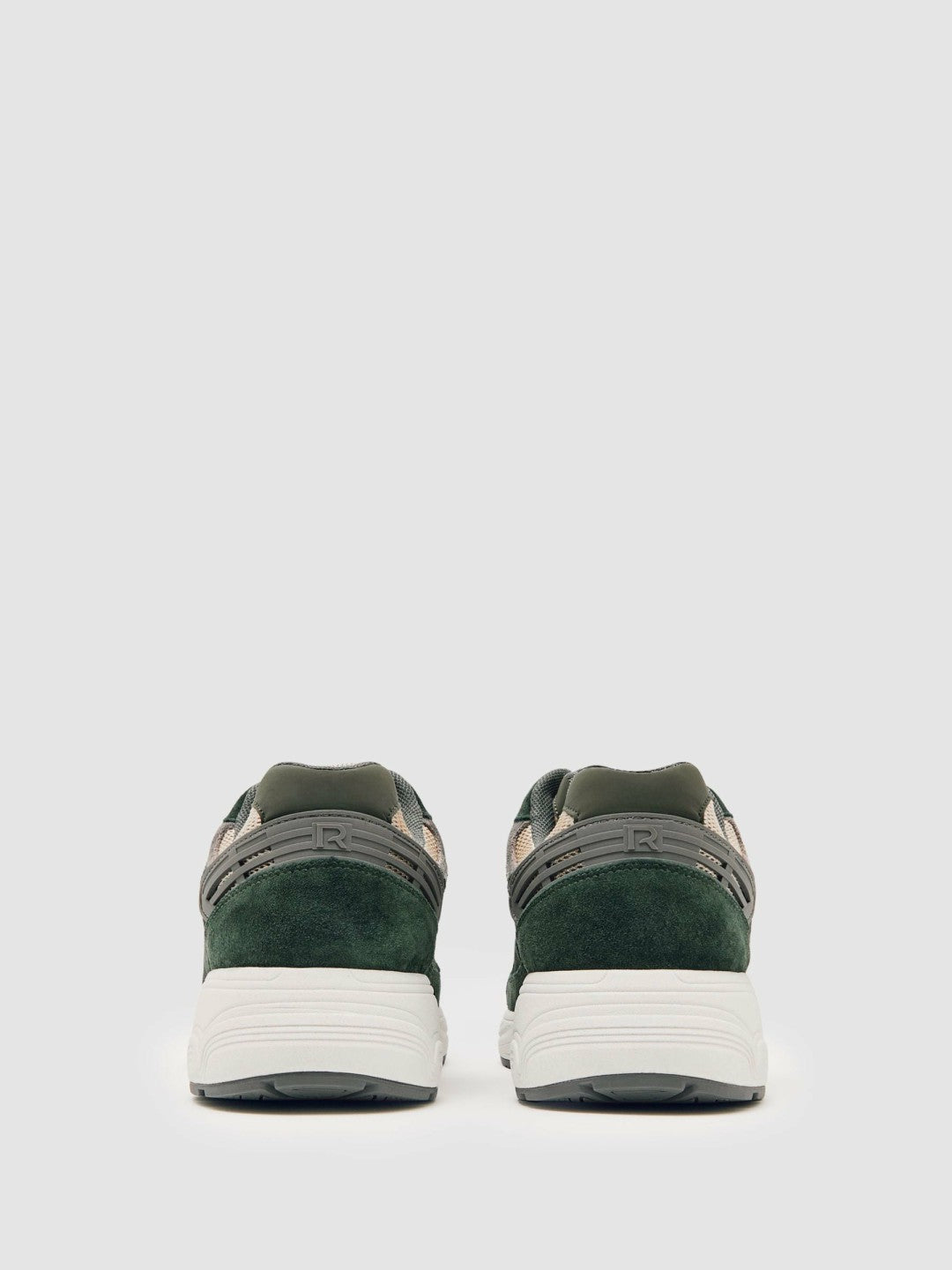 Panelled Running Trainers Forest Green/Stone | Men