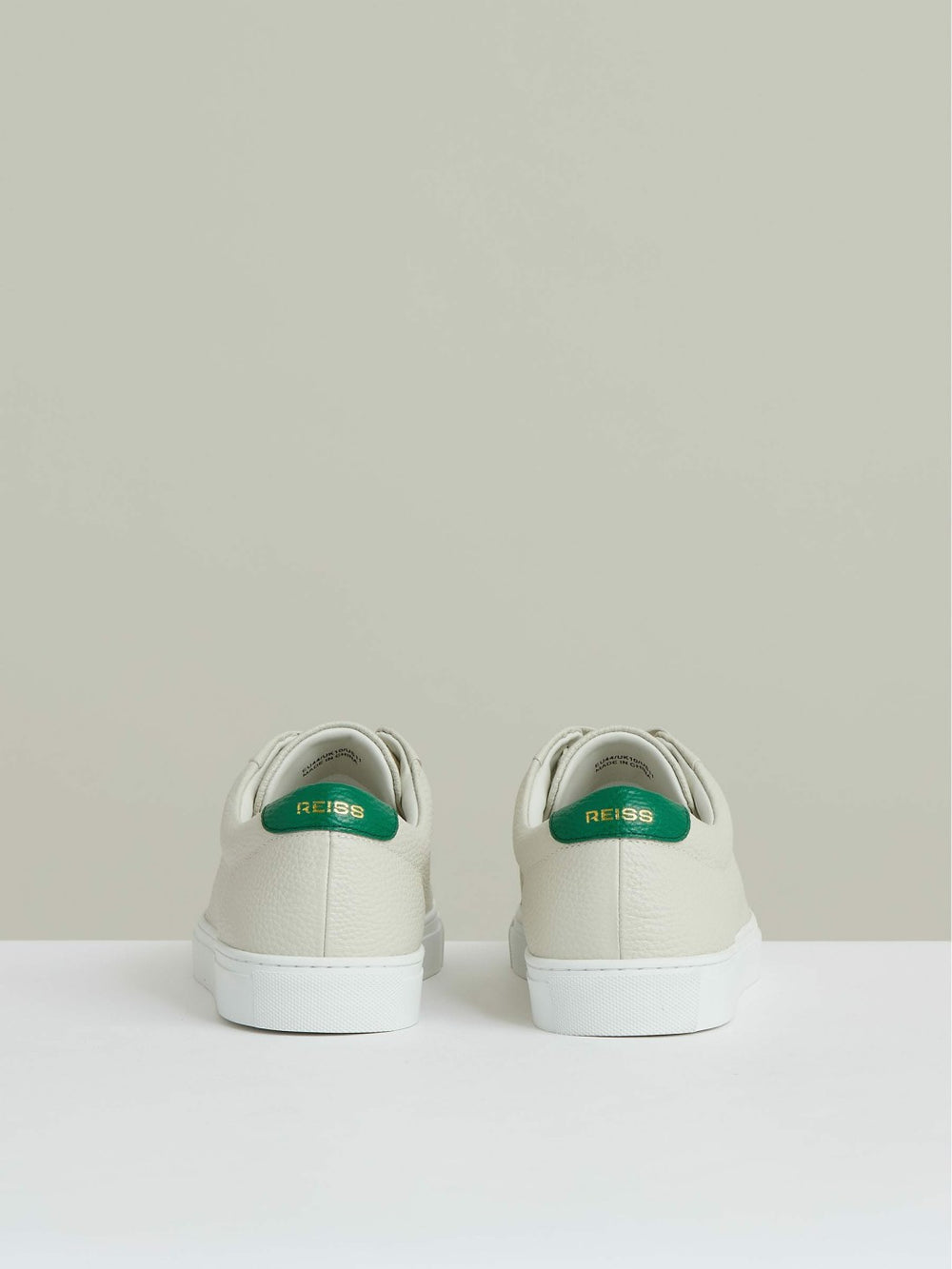 Tumbled-Leather Low-Top Trainers Off White/Green | Men