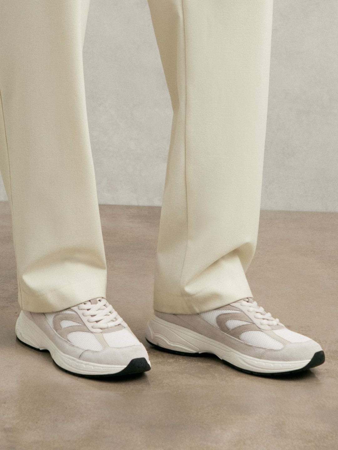 Panelled Running Trainers Off White/Stone | Men