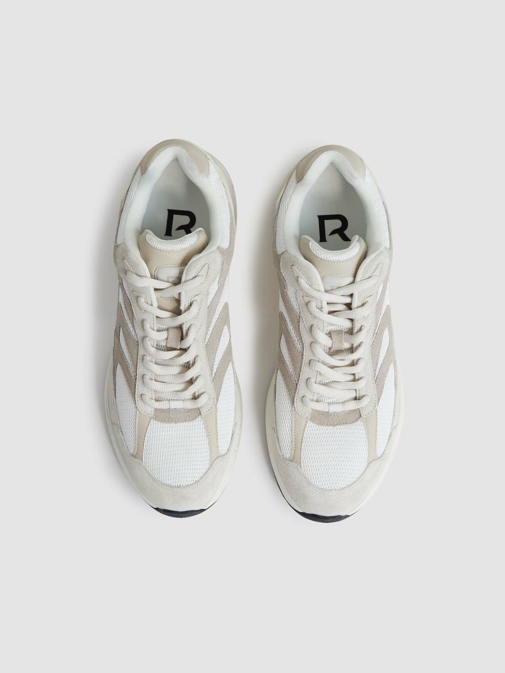Panelled Running Trainers Off White/Stone | Men