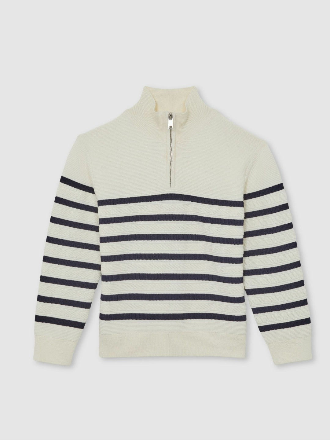 3-9 yrs Cotton-Blend Stripe Half-Zip Jumper White | Children & Baby