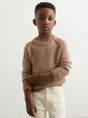 3-9 yrs Wool-Cashmere Reverse-Seam Jumper Camel | Children & Baby