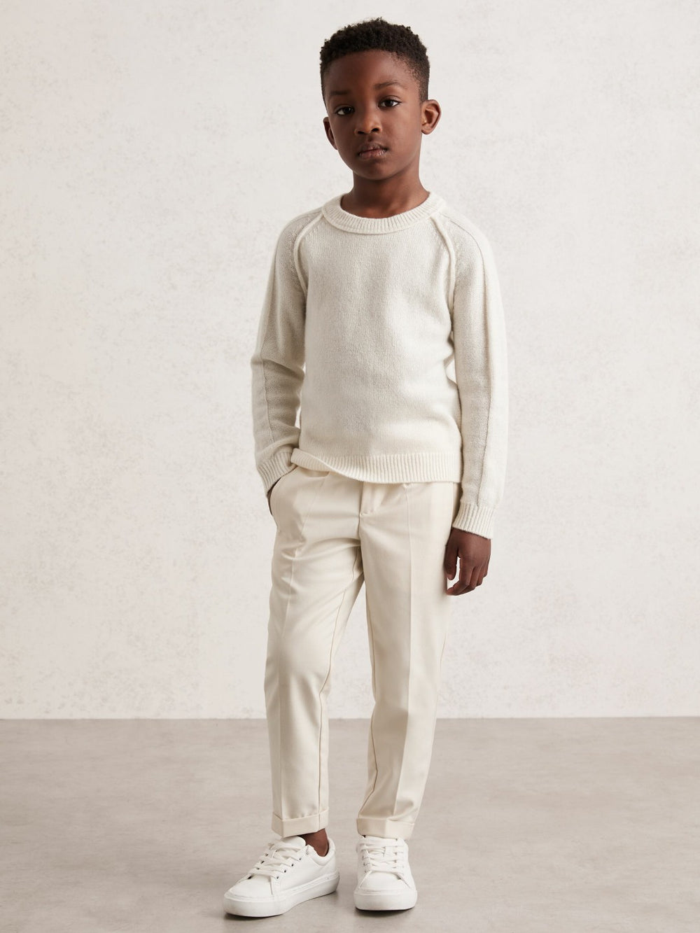 9-13 yrs Wool-Cashmere Reverse-Seam Jumper Off White | Children & Baby