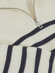 9-13 yrs Cotton-Blend Stripe Half-Zip Jumper White | Children & Baby