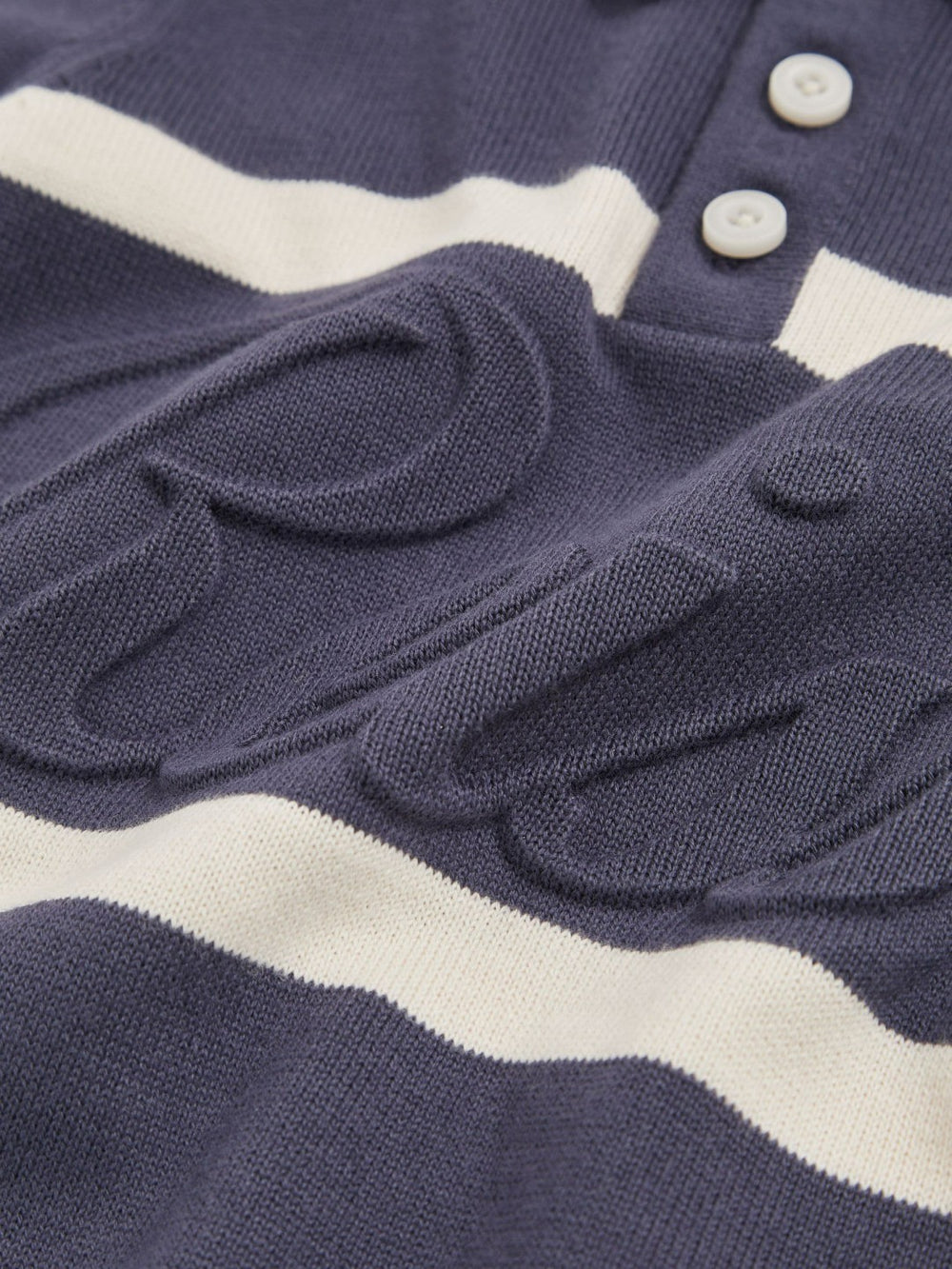 3-9 yrs Cotton Logo-Embossed Knit Polo Shirt Indigo Blue/White | Children & Baby