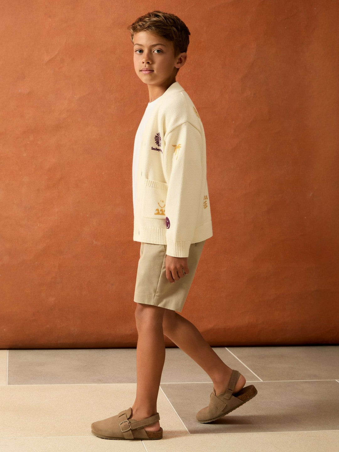 13-14 yrs SmileyWorld Embroidery Cardigan Unisex Fit Off White | Children & Baby