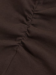 13-14 yrs Cotton Ruched Long-Sleeve T-Shirt with Stretch Chocolate | Children & Baby