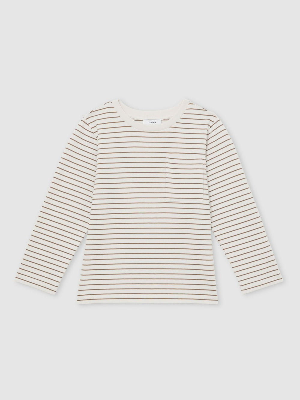 9-13 yrs Stretch-Cotton Stripe T-Shirt Off White/Camel | Children & Baby