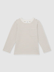 13-14 yrs Stretch-Cotton Stripe T-Shirt Off White/Camel | Children & Baby