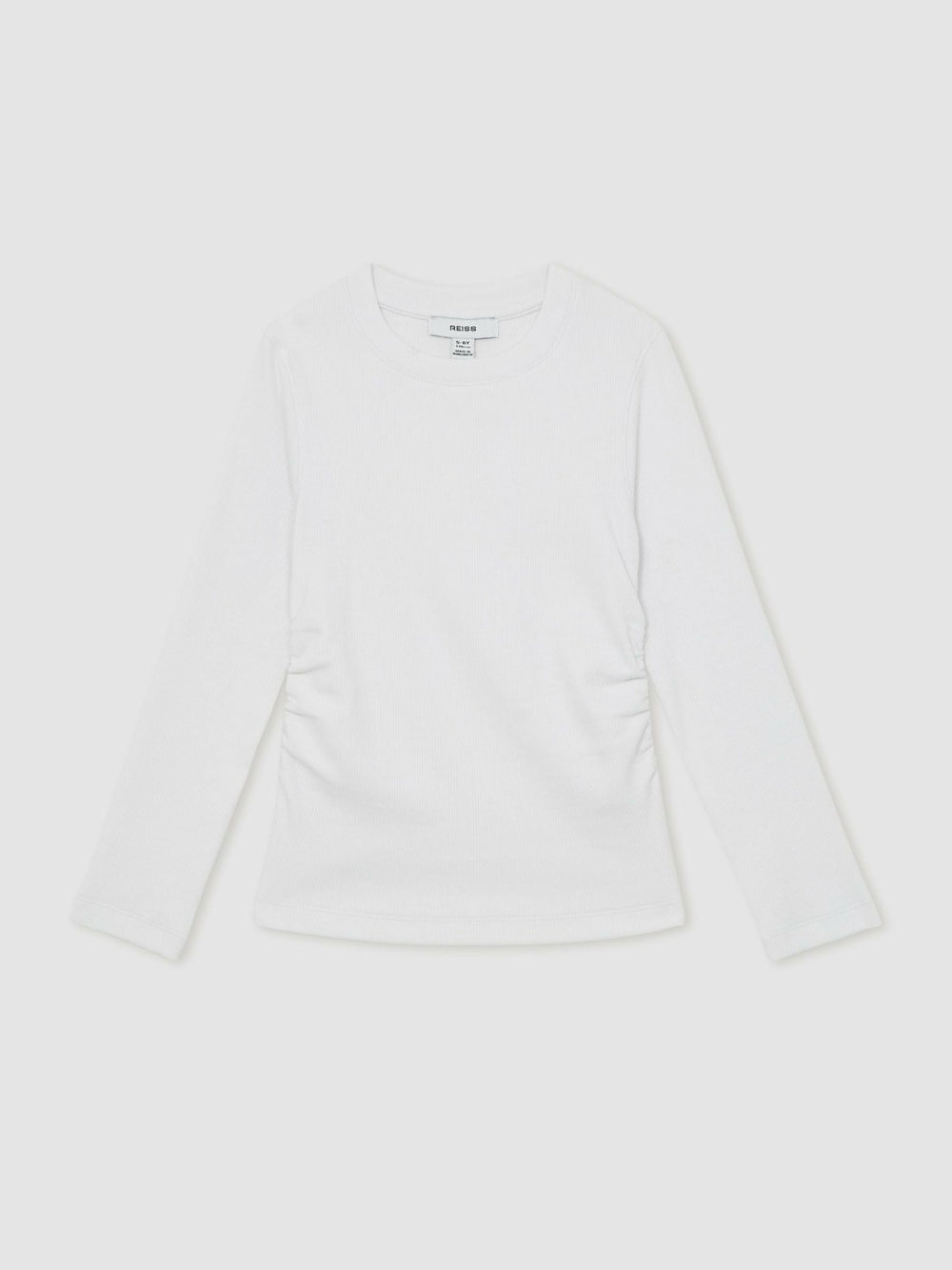 4-9 yrs Cotton Ruched Long-Sleeve T-Shirt with Stretch Ivory | Children & Baby