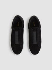 Suede Slip-On Elasticated Trainers Black | Men