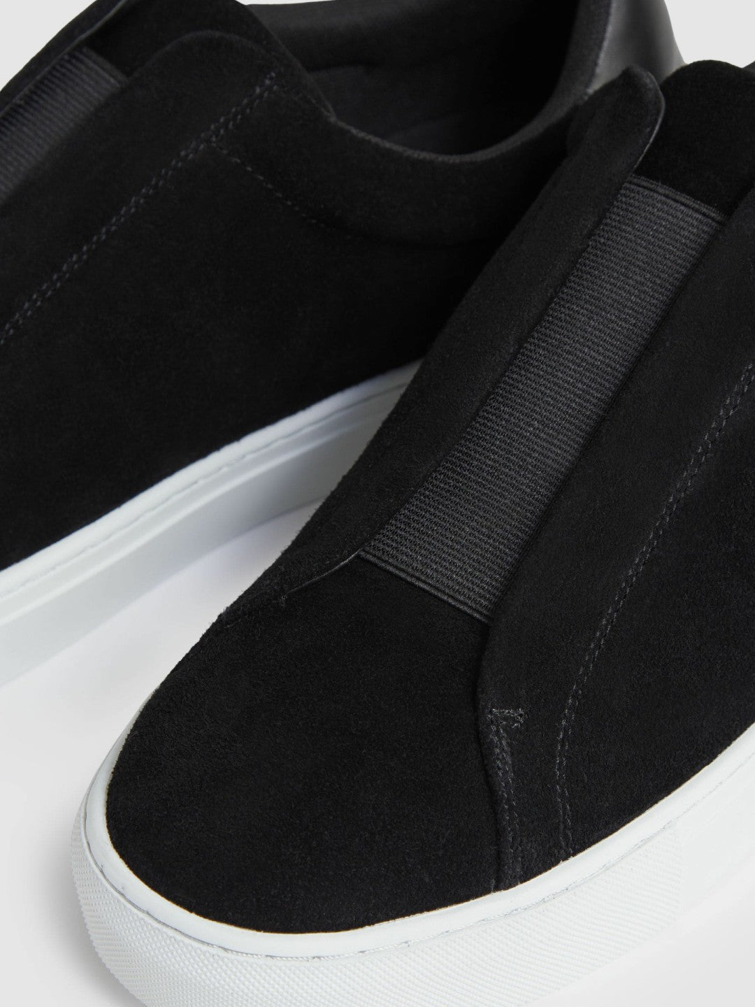 Suede Slip-On Elasticated Trainers Black | Men