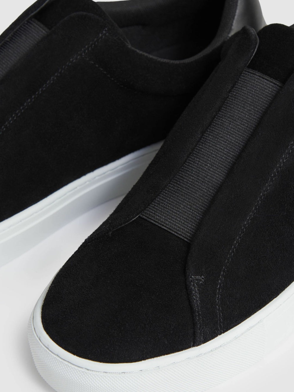 Suede Slip-On Elasticated Trainers Black | Men