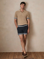 | Ché Cotton Knit Polo Shirt Camel Brown | Men